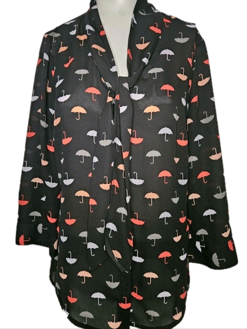 Modcloth Women's Button Down Blouse With Neck Tie Size Medium